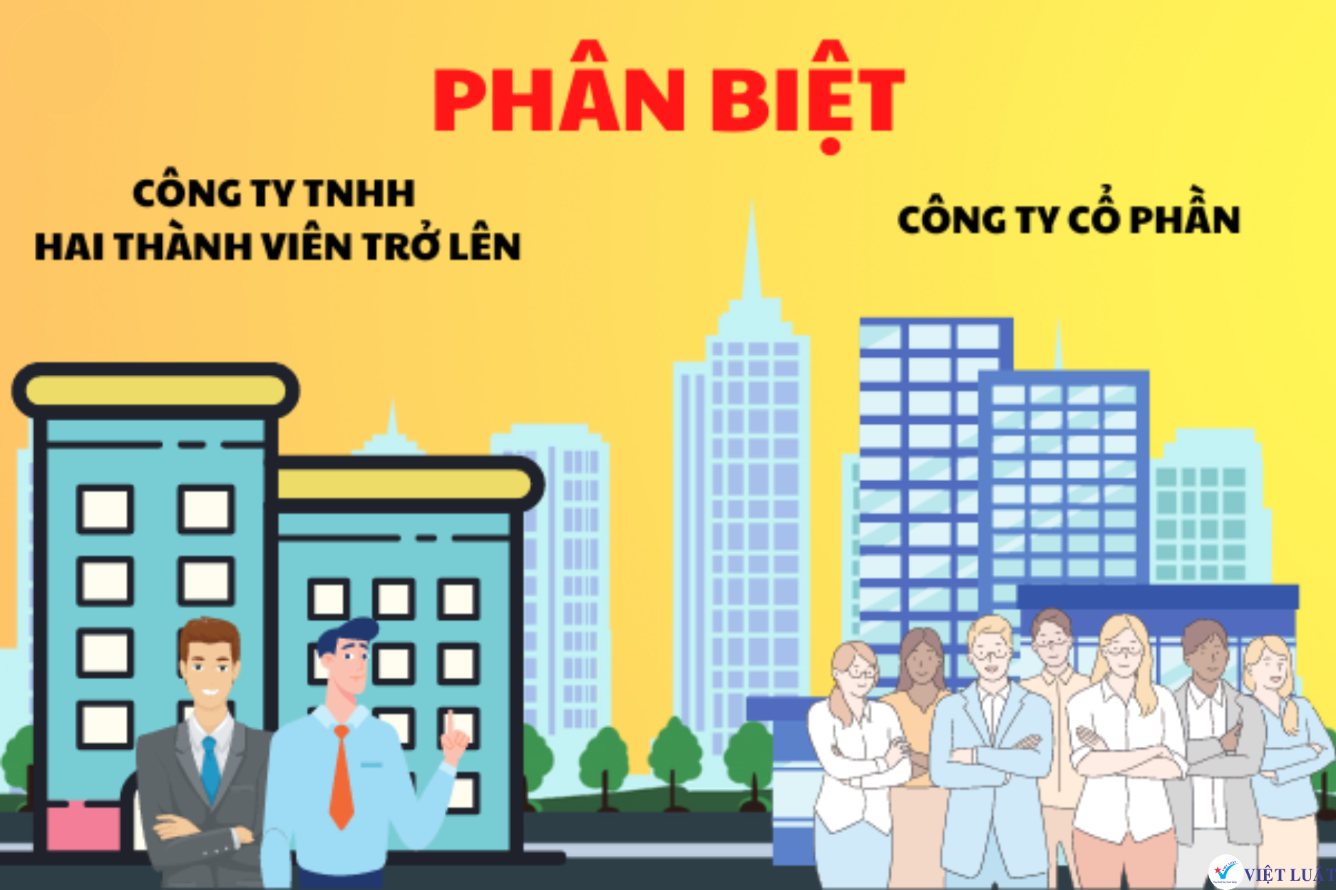 So sánh Công ty cổ phần và công ty TNHH hai thành viên trở lên - Việt Luật - Chuyên Thành lập công ty & Đầu tư nước ngoài