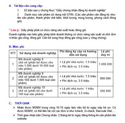 Đăng ký mã vạch